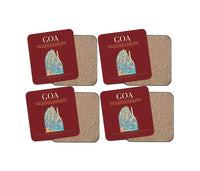 Thumbnail for Genoa Cristoforo Colombo Airport (GOA) design on dark red 4 pieces set coaster