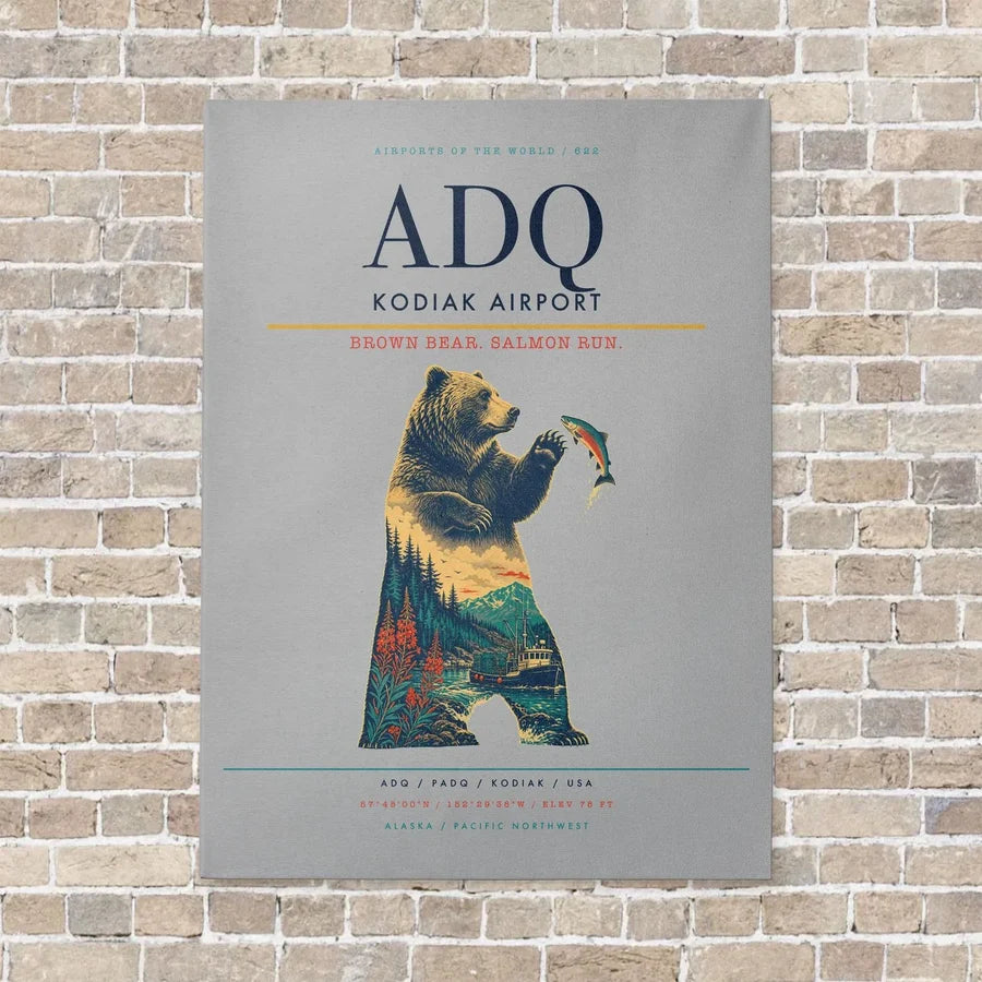 Kodiak Airport ADQ - Canvas No Frame - Light Gray