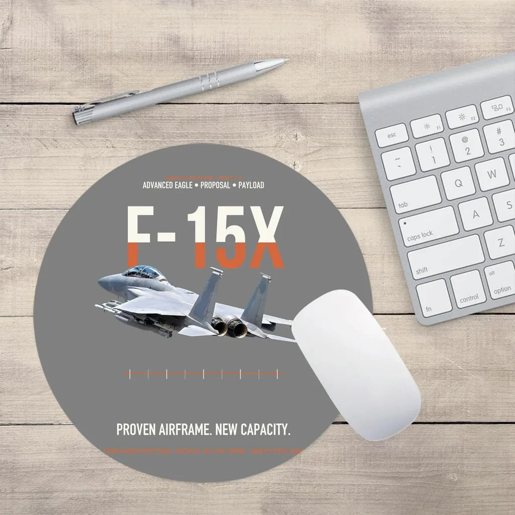 F-15X Advanced Eagle Proposal Proven Airframe New Capacity design on gray round mouse pad