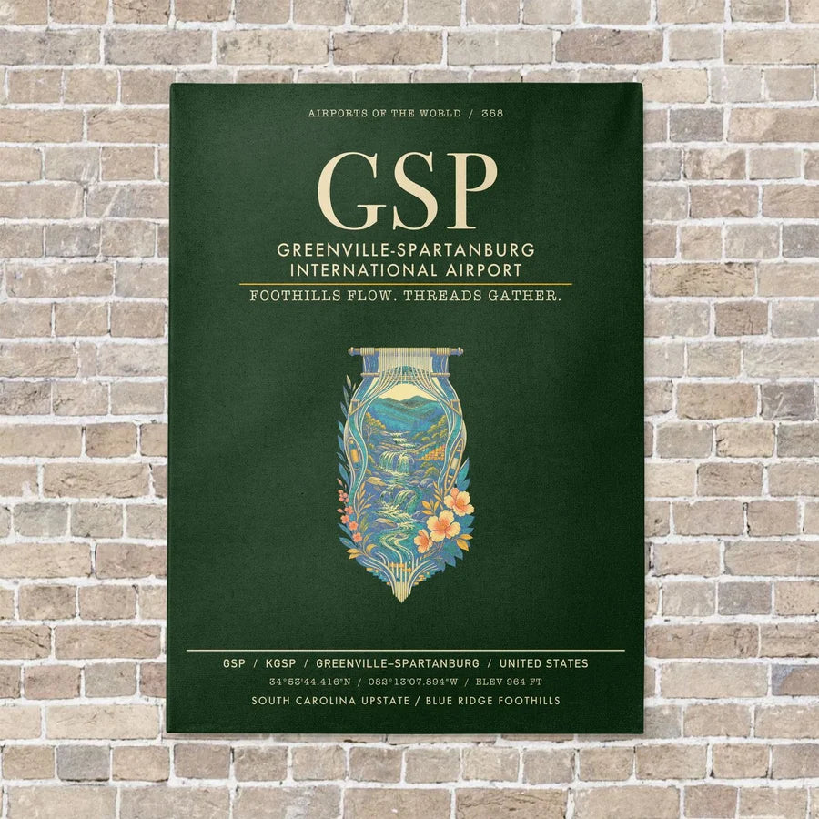 Greenville-Spartanburg International Airport GSP - Canvas Framed - Dark Green