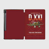 Thumbnail for Fokker D.XXI — Dutch LVA aircraft 221 design on dark red samsung tablet tablet case