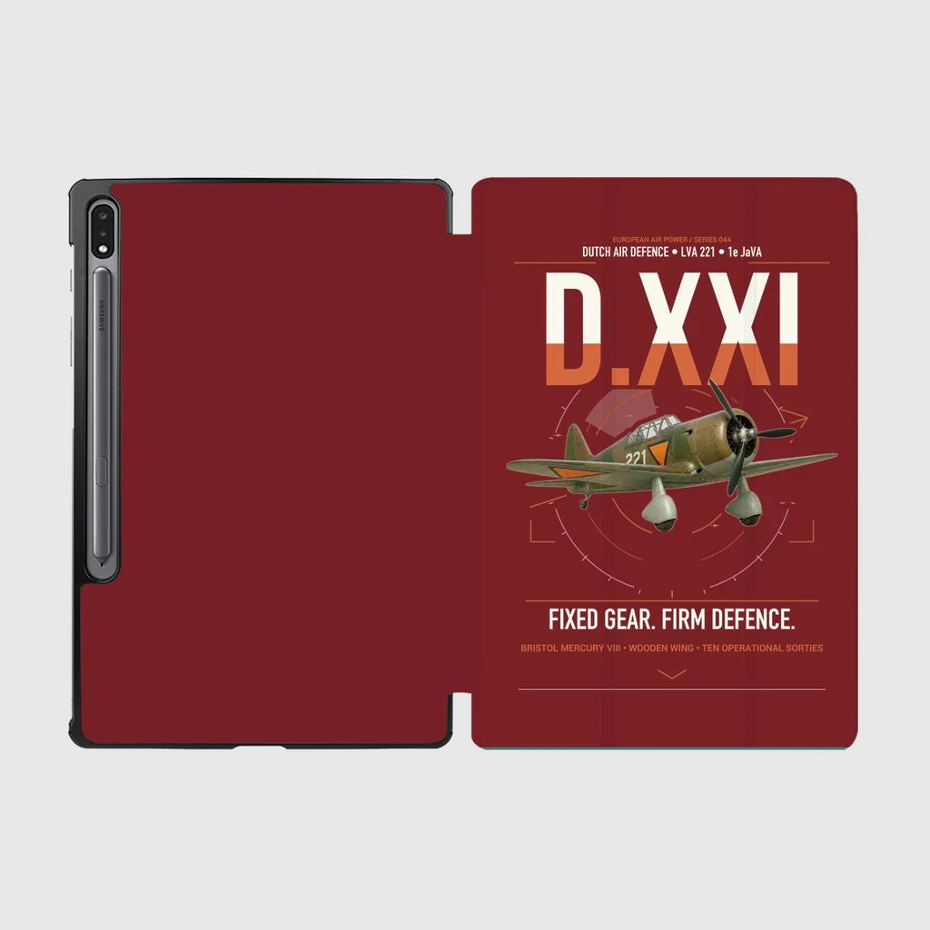 Fokker D.XXI — Dutch LVA aircraft 221 design on dark red samsung tablet tablet case