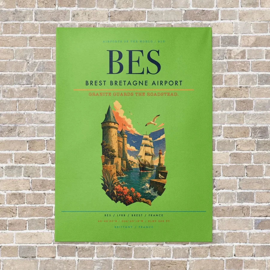 Brest Bretagne Airport BES - Canvas No Frame - Light Green