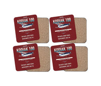 Thumbnail for Daher Kodiak 100 Series III design on dark red 4 pieces set coaster