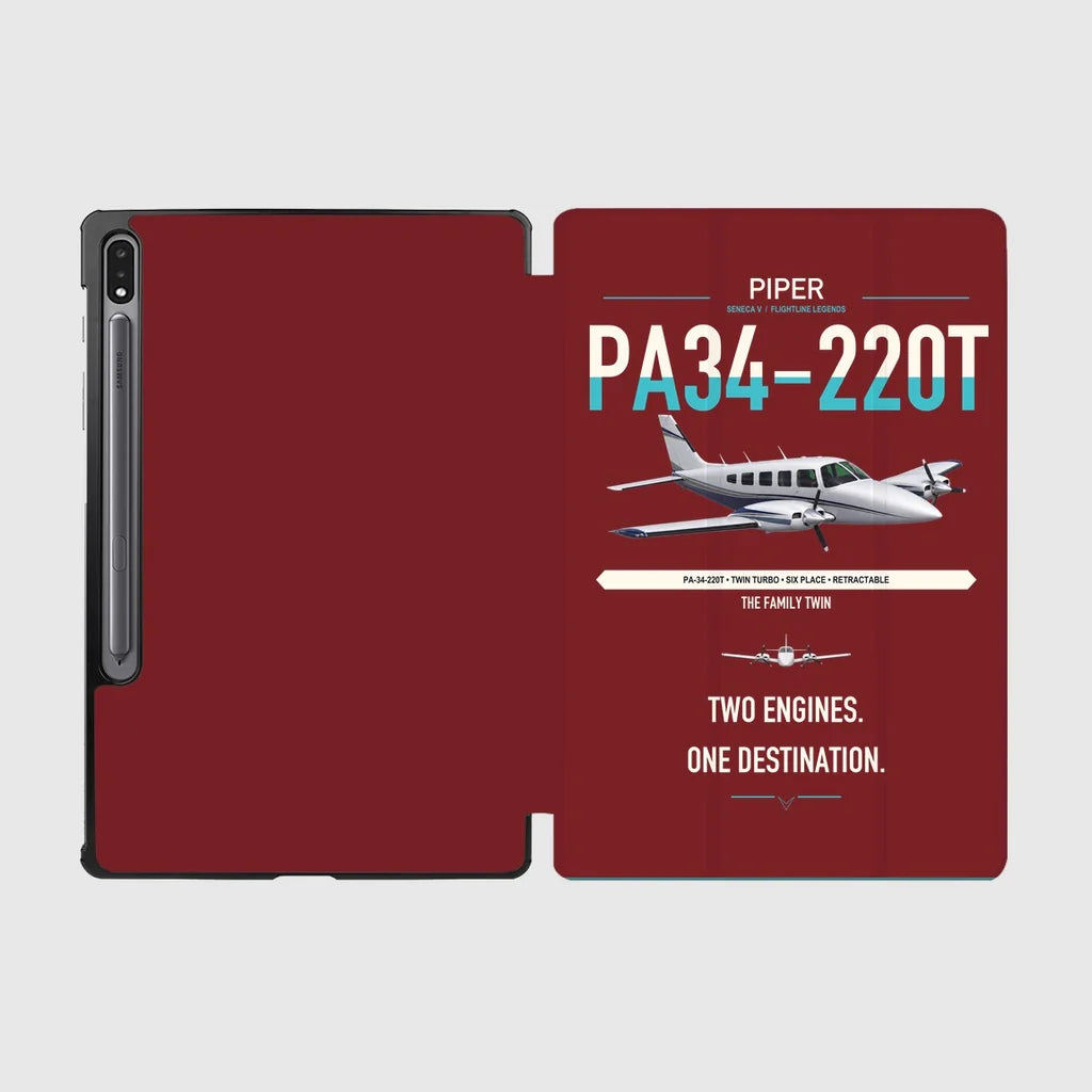Piper PA-34-220T Seneca V design on dark red samsung tablet tablet case