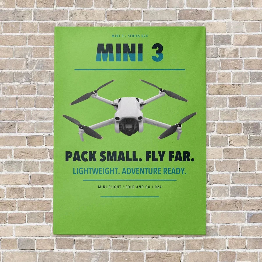 DJI Mini 3 vertical canvas print - no frame - light green background