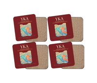 Thumbnail for Kamloops Airport (YKA) design on dark red 4 pieces set coaster