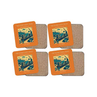 Thumbnail for The Spare Parts Train - Designed Coasters design on orange 4-pieces-set
