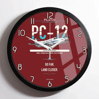 Thumbnail for Pilatus PC-12 PRO design on dark red framed wall clock