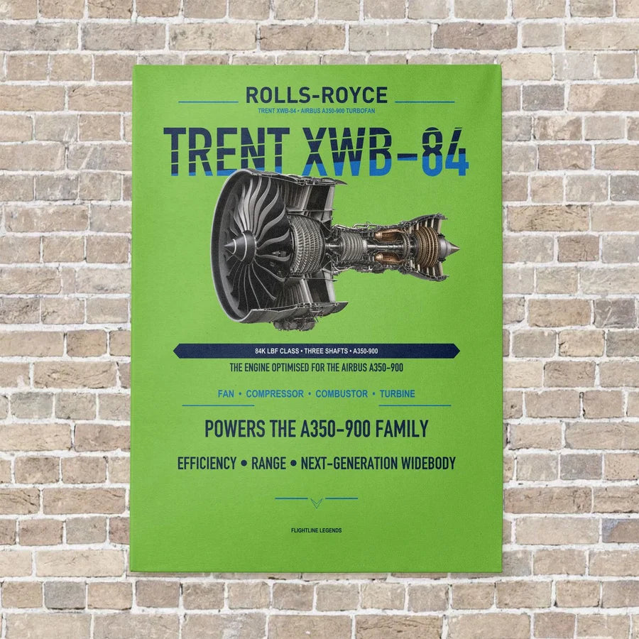 TRENT XWB-84 vertical canvas print - no frame - light green background