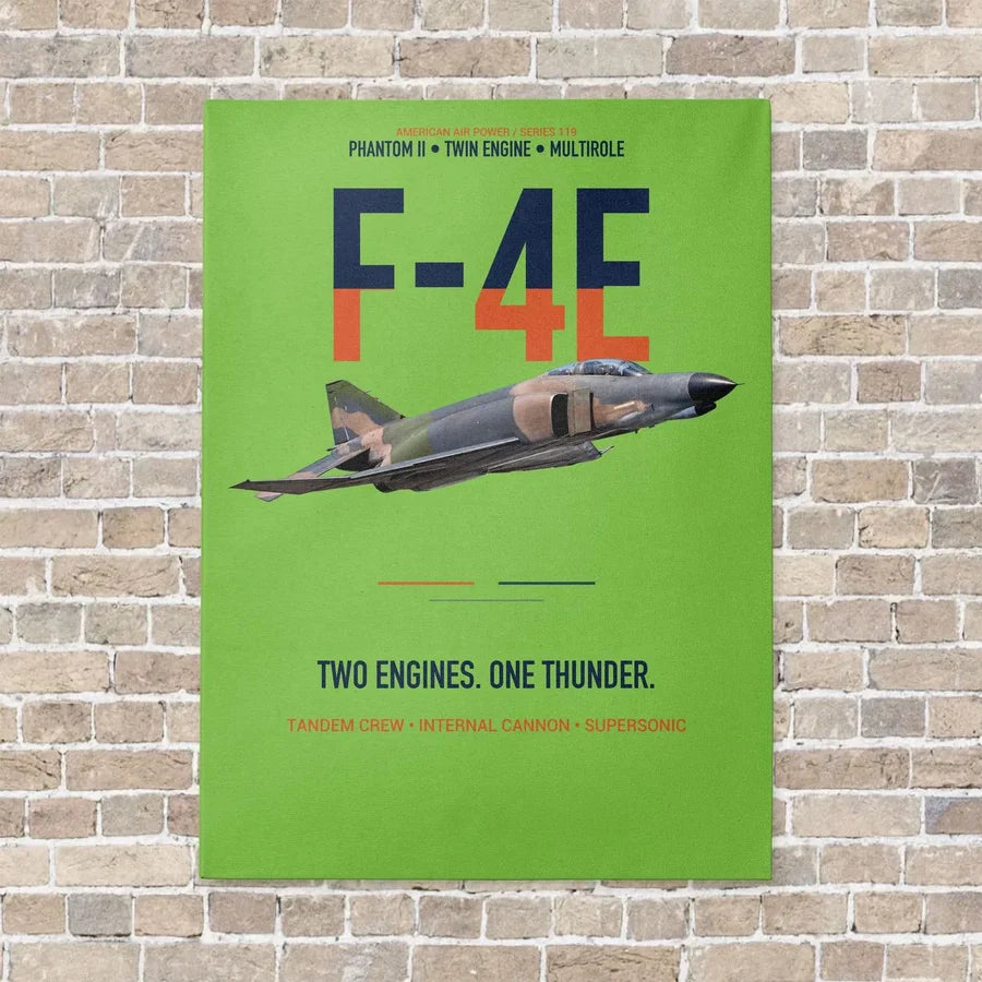 F-4E Phantom II Two Engines One Thunder vertical canvas print - no frame - light green background
