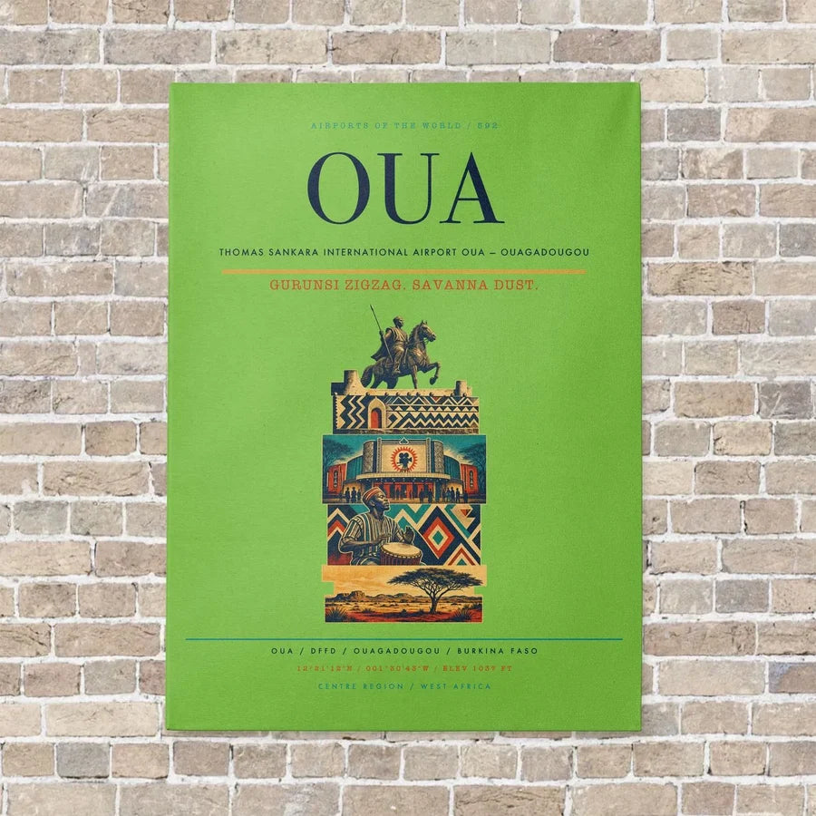 Thomas Sankara International Airport OUA — Ouagadougou vertical canvas print - no frame - light green background