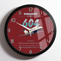 Thumbnail for Bombardier Challenger 604 design on dark red framed wall clock