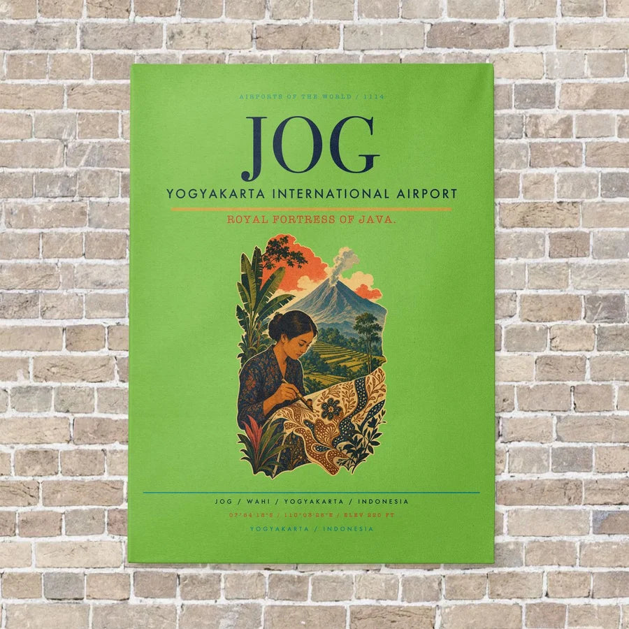 Yogyakarta International Airport JOG vertical canvas print - no frame - light green background