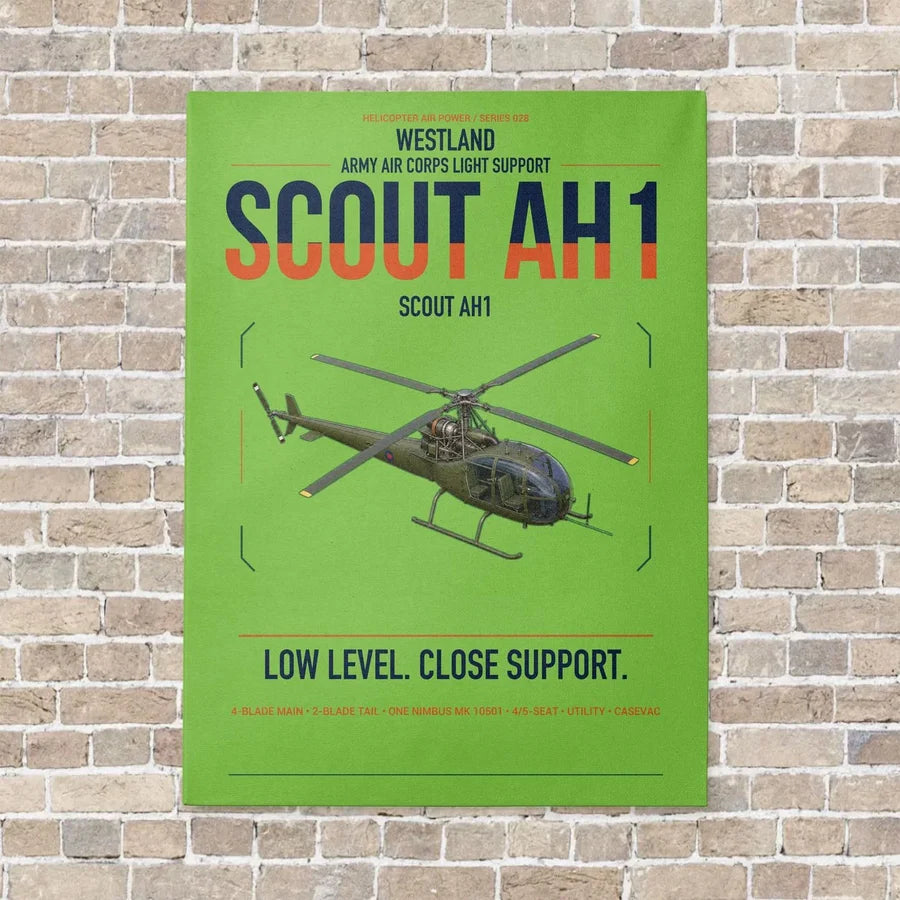 Westland Scout AH1 vertical canvas print - no frame - light green background