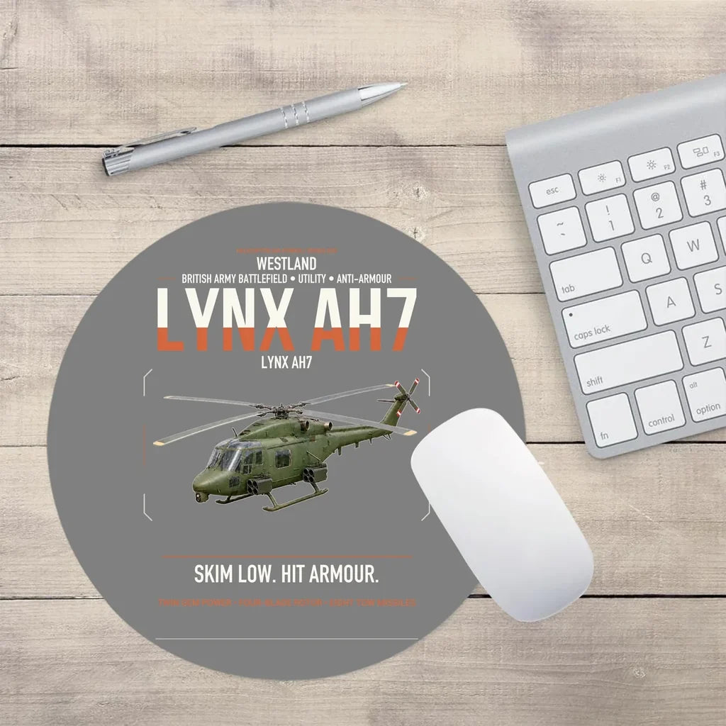 Westland Lynx AH7 design on gray round mouse pad