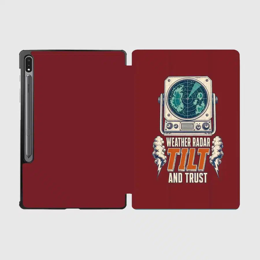 Weather Radar Tilt And Trust design on dark red samsung tablet tablet case
