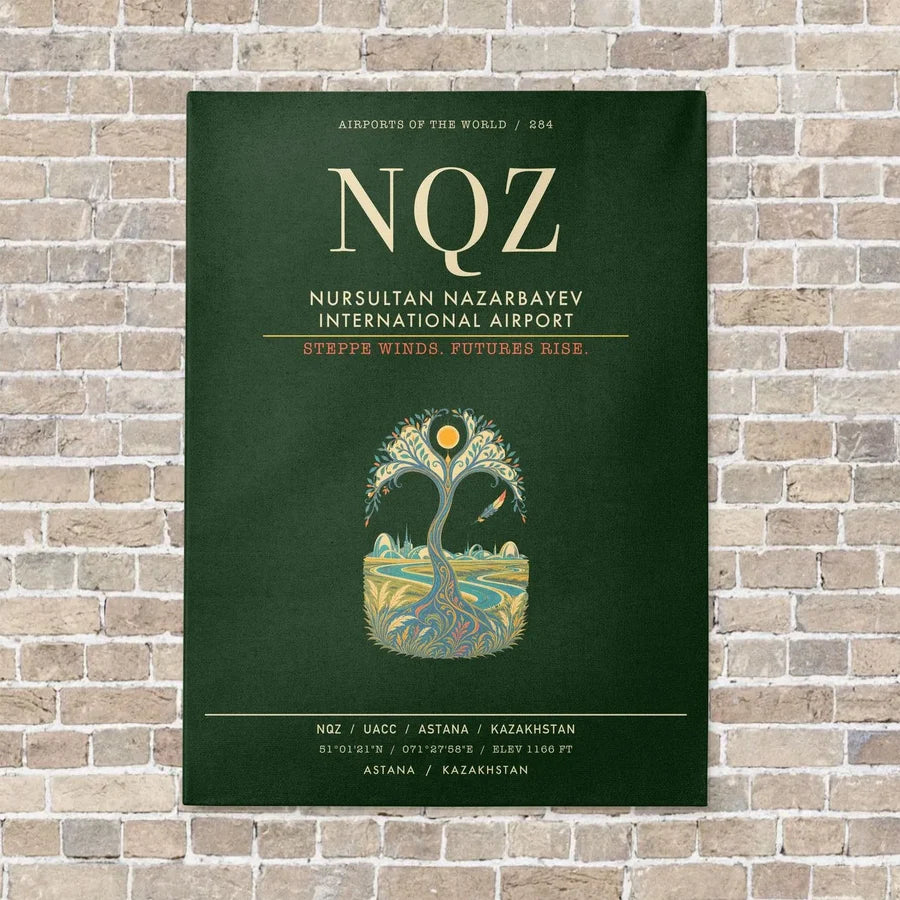 Nursultan Nazarbayev International Airport Astana NQZ - Canvas Framed - Dark Green