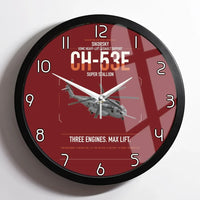 Thumbnail for Sikorsky CH-53E Super Stallion design on dark red framed wall clock