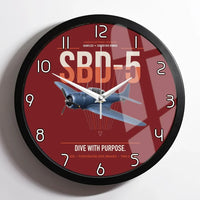 Thumbnail for SBD-5 Dauntless design on dark red framed wall clock