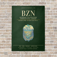 Thumbnail for Bozeman Yellowstone International Airport BZN - Canvas Framed - Dark Green