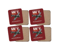 Thumbnail for Hawker Tempest Mk V design on dark red 4 pieces set coaster