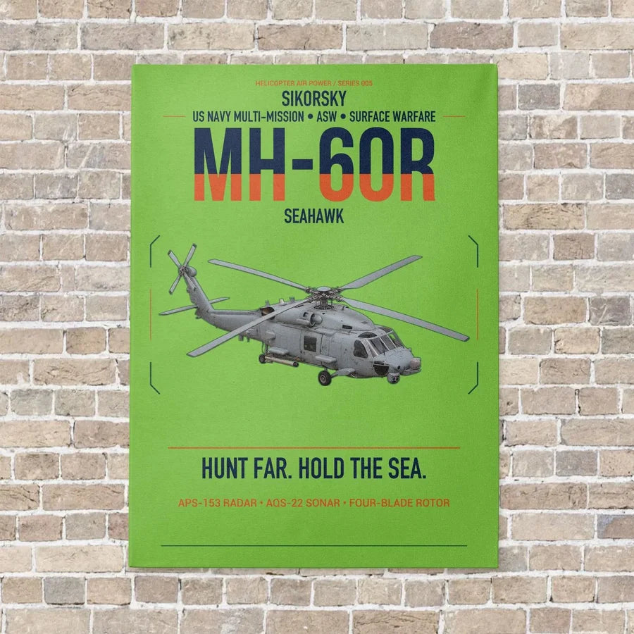 Sikorsky MH-60R Seahawk vertical canvas print - no frame - light green background