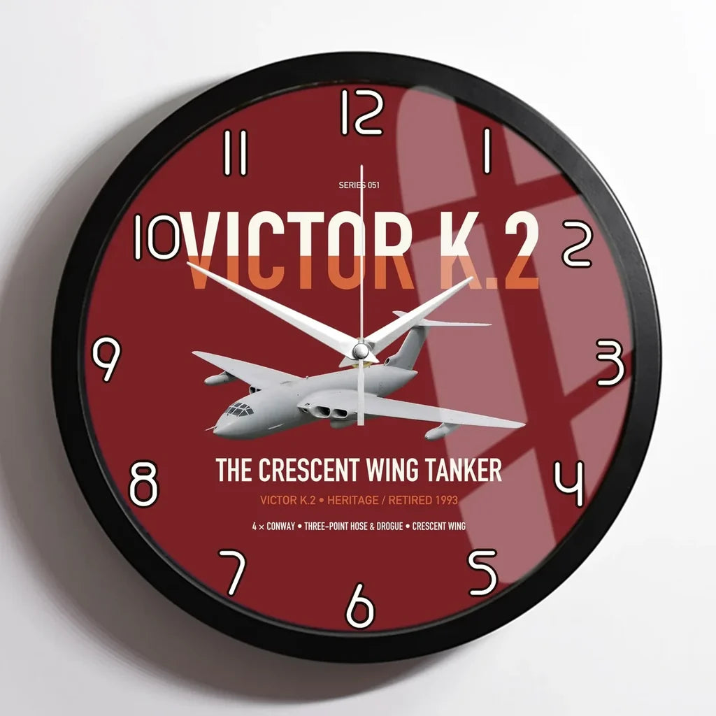 Handley Page Victor K.2 design on dark red framed wall clock