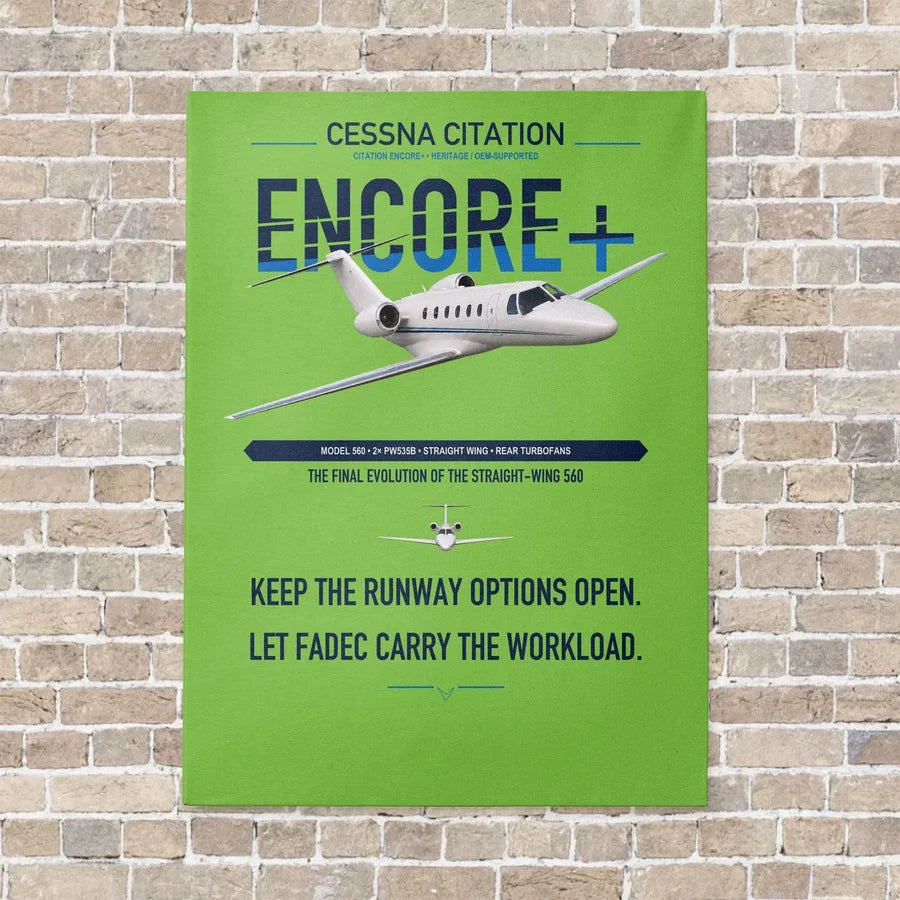 Cessna Citation Encore+ vertical canvas print - no frame - light green background