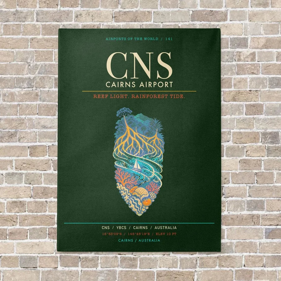 Cairns Airport CNS - Canvas Framed - Dark Green