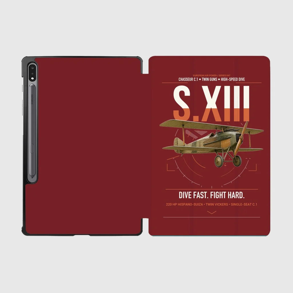 SPAD S.XIII C.1 design on dark red samsung tablet tablet case