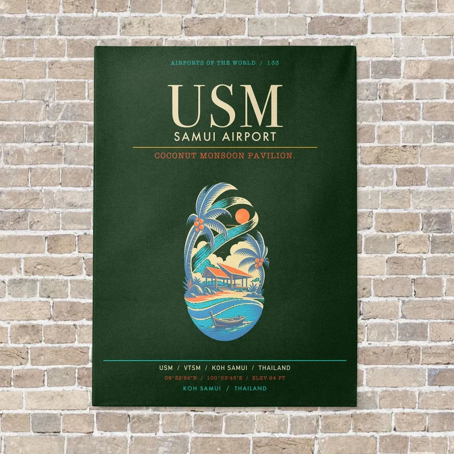 Samui Airport Koh Samui USM - Canvas Framed - Dark Green