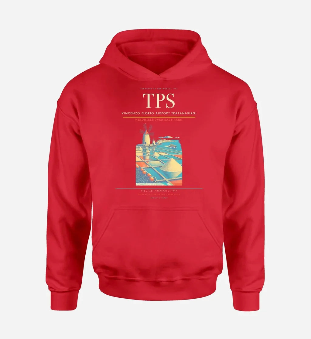 Vincenzo Florio Airport Trapani-Birgi (TPS) design on red hoodie single-side print