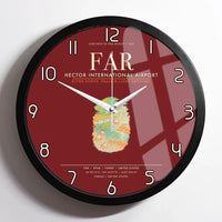 Thumbnail for Hector International Airport (FAR) design on dark red framed wall clock