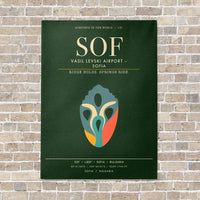 Thumbnail for Vasil Levski Airport Sofia SOF - Canvas Framed - Dark Green