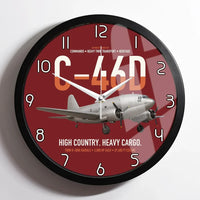 Thumbnail for C-46D Commando design on dark red framed wall clock