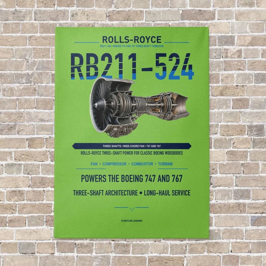 RB211-524 vertical canvas print - no frame - light green background