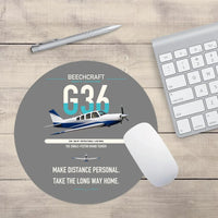 Thumbnail for Beechcraft Bonanza G36 design on gray round mouse pad