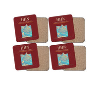 Thumbnail for Frankfurt-Hahn Airport (HHN) design on dark red 4 pieces set coaster