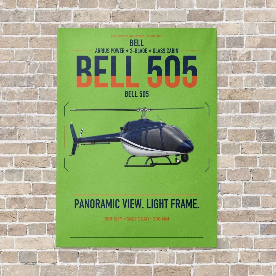 Bell 505 vertical canvas print - no frame - light green background
