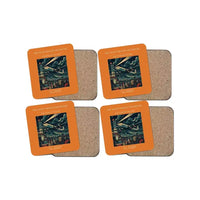 Thumbnail for The Night Freight Departure - Designed Coasters design on orange 4-pieces-set