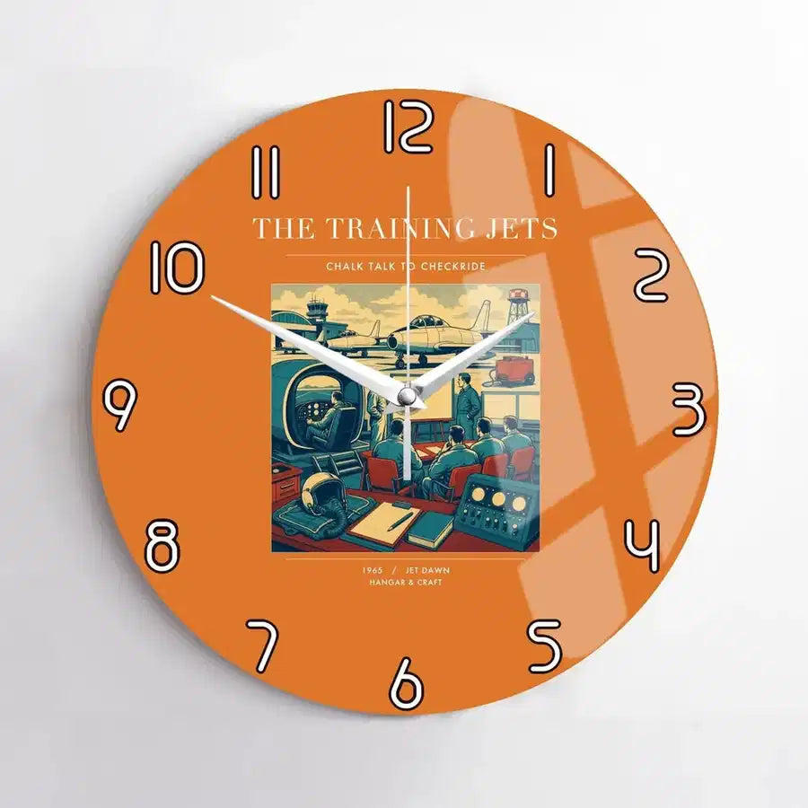 VINTAGE G4126 - The Training Jets - Designed Wall Clocks design on orange no-frame