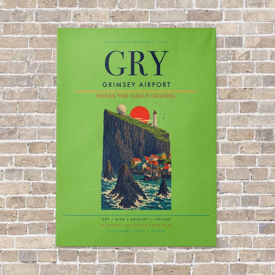 Grimsey Airport GRY - Canvas No Frame - Light Green