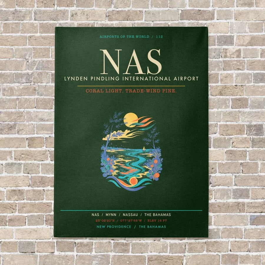 Lynden Pindling International Airport Nassau NAS - Canvas Framed - Dark Green