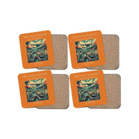Thumbnail for The Canal Stopover - Designed Coasters design on orange 4-pieces-set