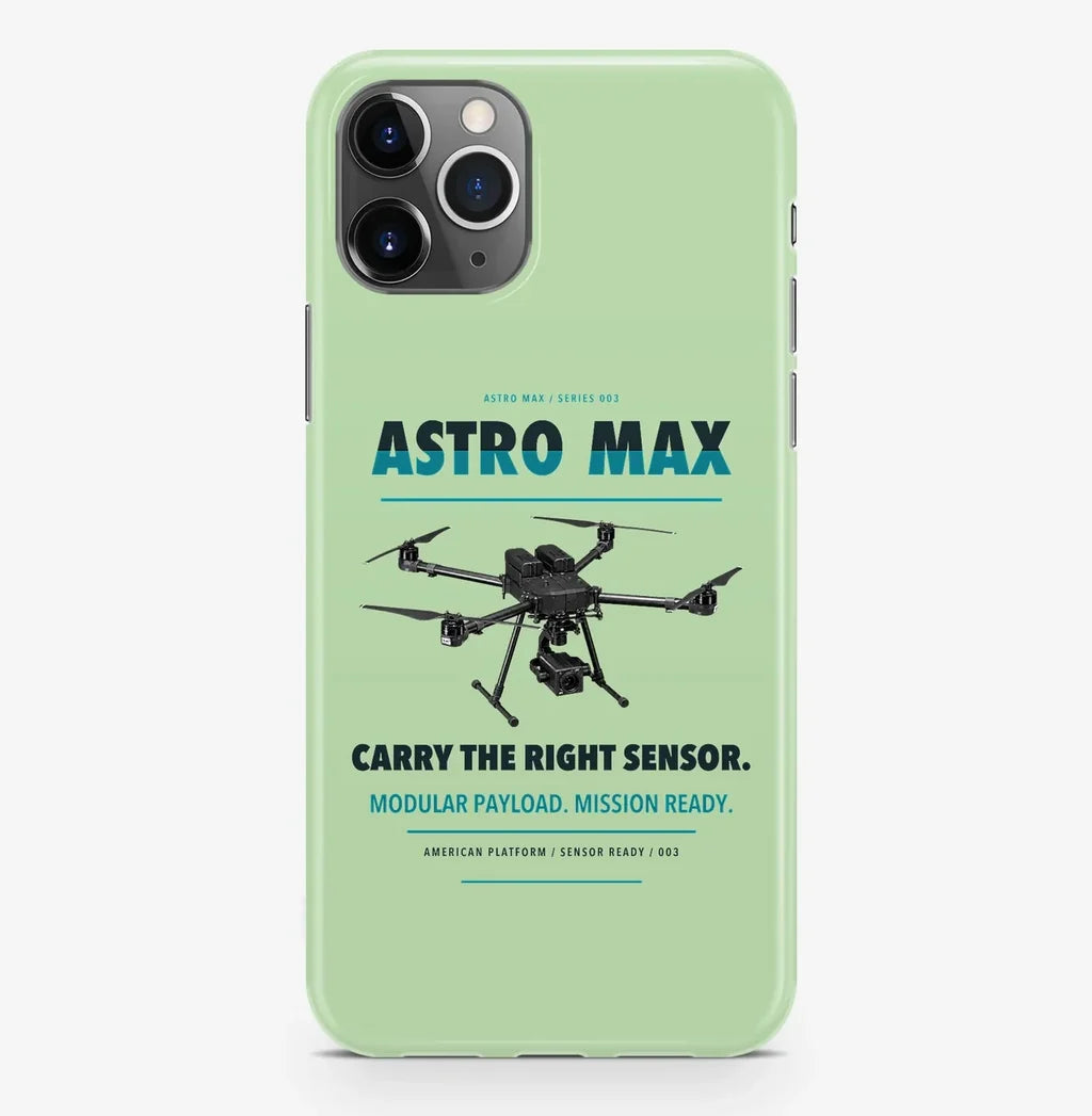 Freefly Astro Max Case ProMax design on light green iphone case promax