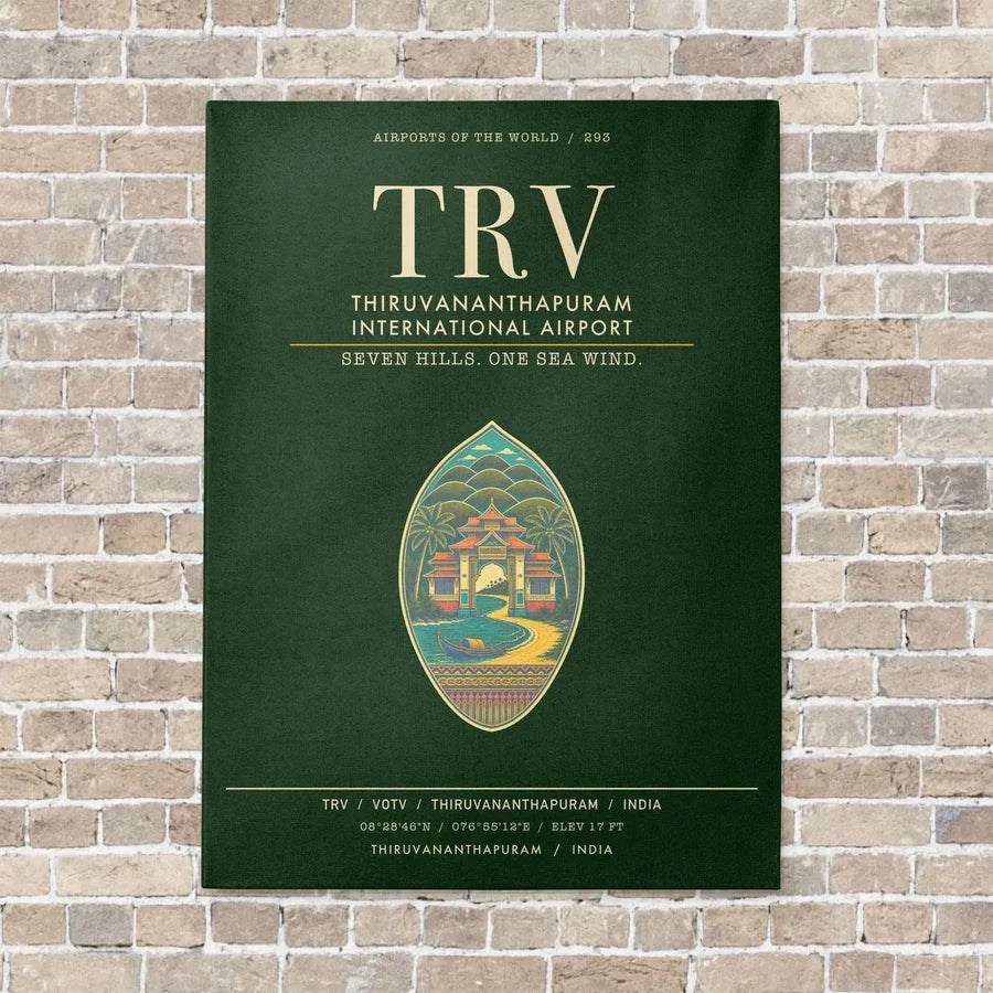 Thiruvananthapuram International Airport TRV - Canvas Framed - Dark Green