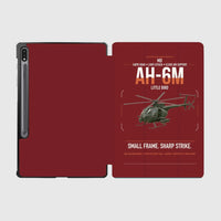 Thumbnail for MD AH-6M Little Bird design on dark red samsung tablet tablet case
