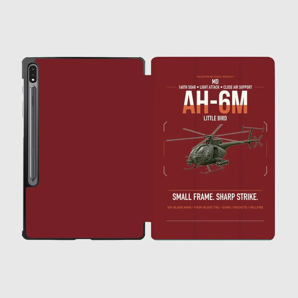 MD AH-6M Little Bird design on dark red samsung tablet tablet case