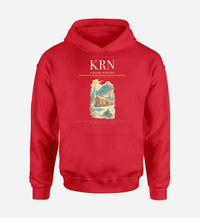 Thumbnail for Kiruna Airport (KRN) design on red hoodie single-side print